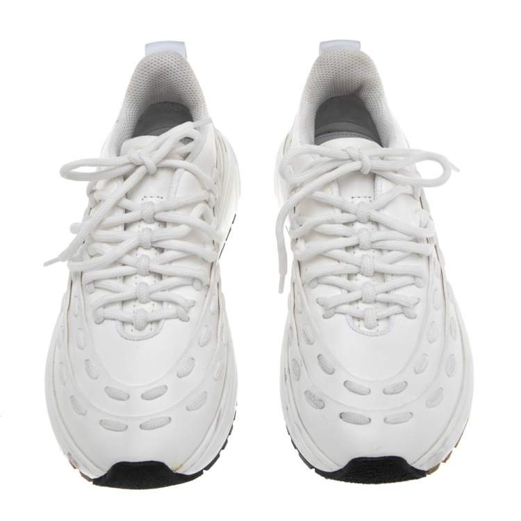 Pre Owned Bottega Veneta White Leather Speedster Sneakers Size 39