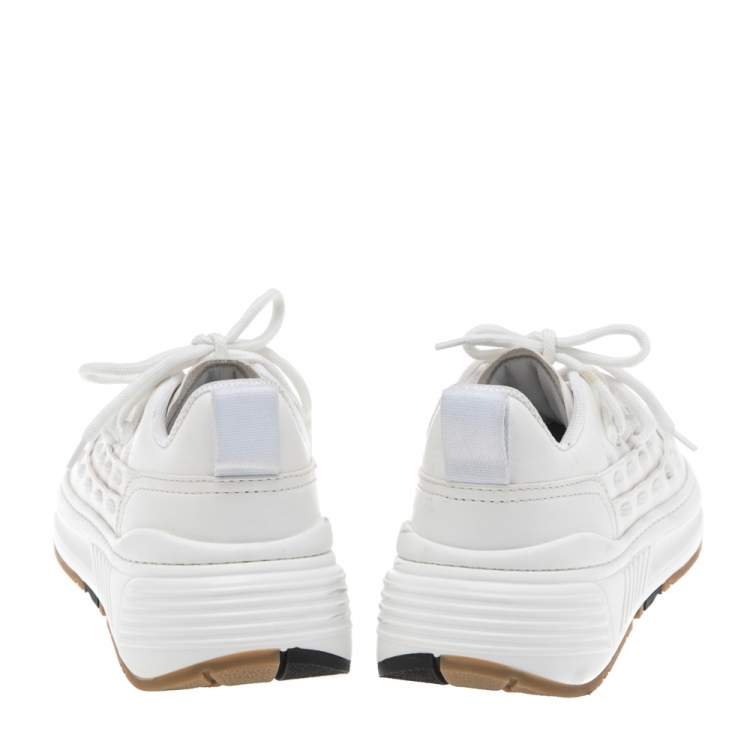 Pre Owned Bottega Veneta White Leather Speedster Sneakers Size 39