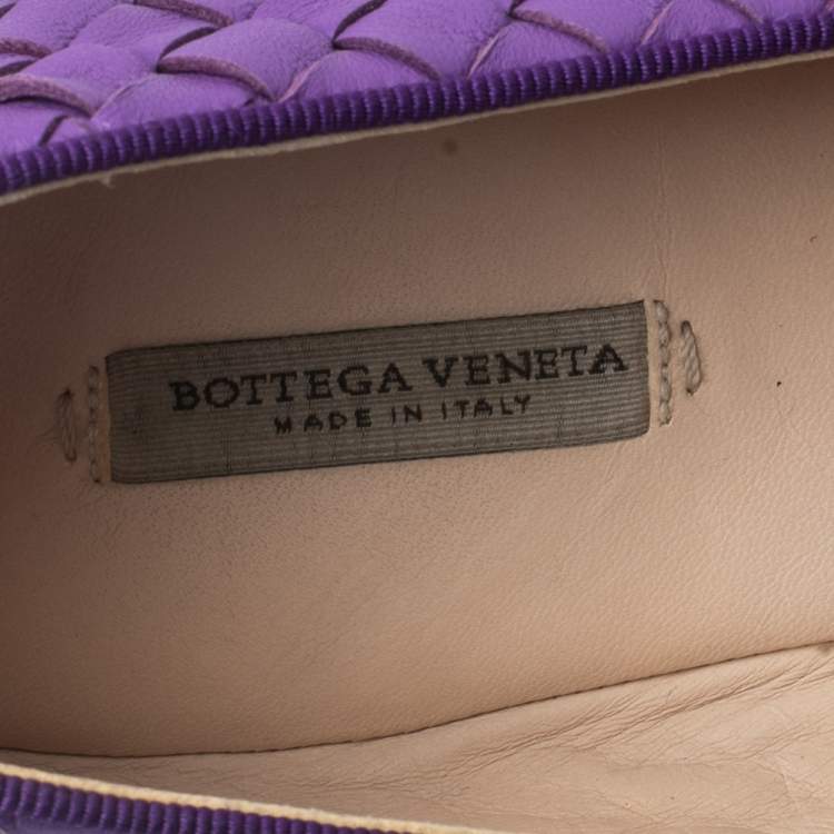 Pre Owned Bottega Veneta Purple Intrecciato Leather Ballet Flats Size 39