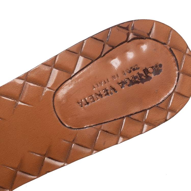 Pre Owned Bottega Veneta Black Intrecciato Leather Slide Sandals Size 36