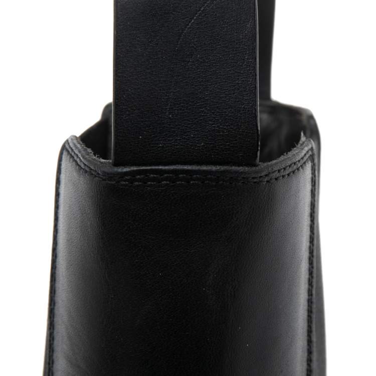 Pre Owned Bottega Veneta Black Leather Platform Chelsea  Boots Size 38