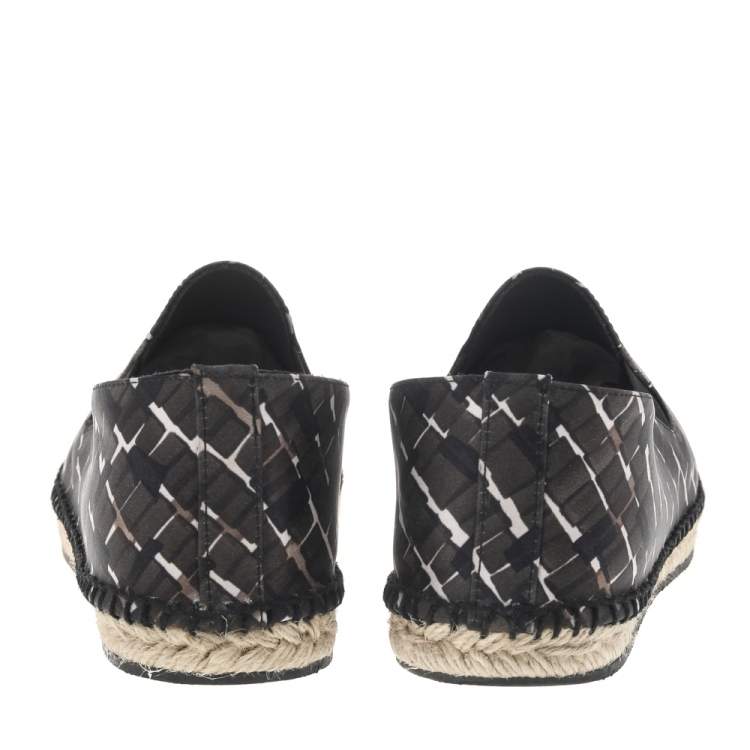 Pre Owned Bottega Veneta Multicolor Intrecciato Print Satin Gala Espadrille Flats Size 39