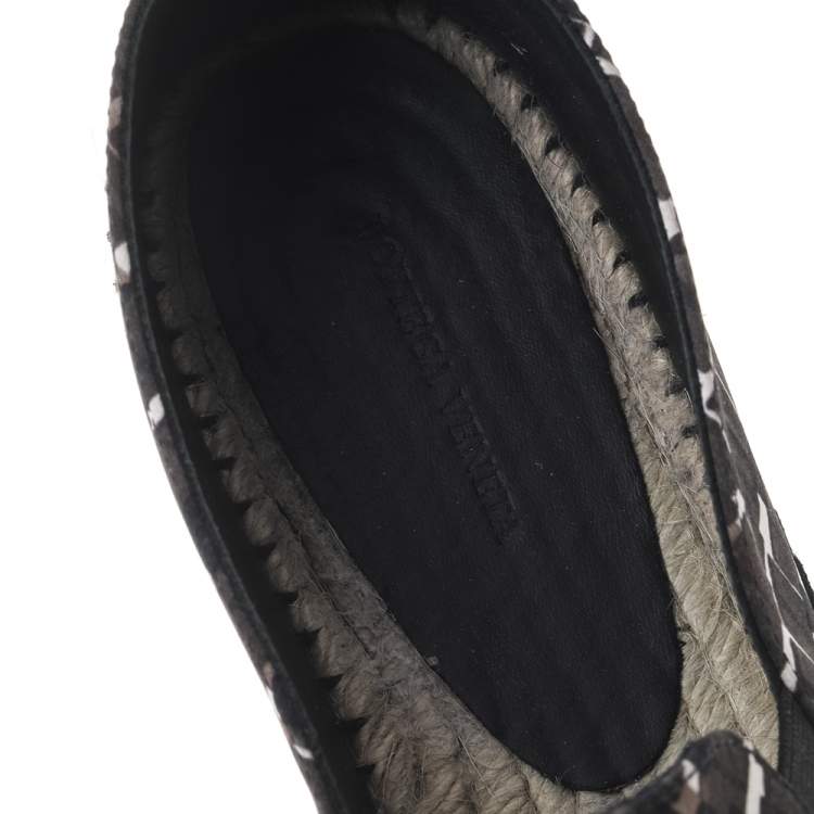Pre Owned Bottega Veneta Multicolor Intrecciato Print Satin Gala Espadrille Flats Size 39