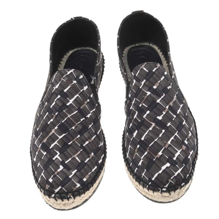 Pre Owned Bottega Veneta Multicolor Intrecciato Print Satin Gala Espadrille Flats Size 39