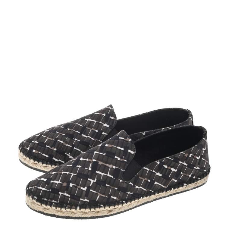 Pre Owned Bottega Veneta Multicolor Intrecciato Print Satin Gala Espadrille Flats Size 39
