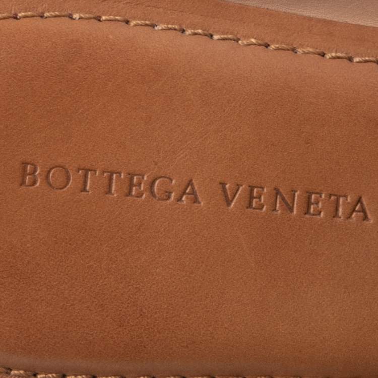 Pre Owned Bottega Veneta Brown Intrecciato Leather  Mules Size 39
