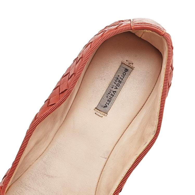 Pre Owned Bottega Veneta Orange Intrecciato Leather Smoking Slippers Size 37