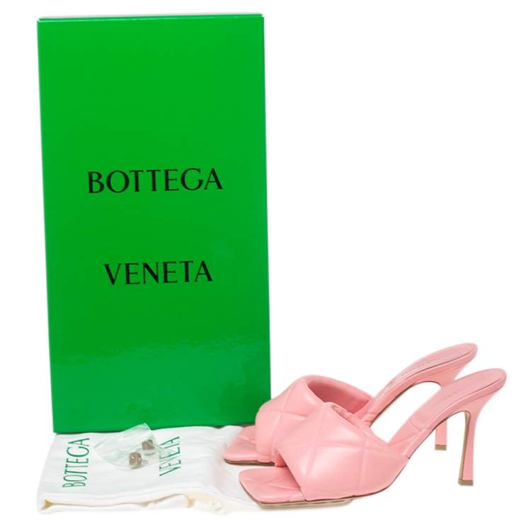 Pre Owned Bottega Veneta Pink Leather Lido Mule Sandals Size 39