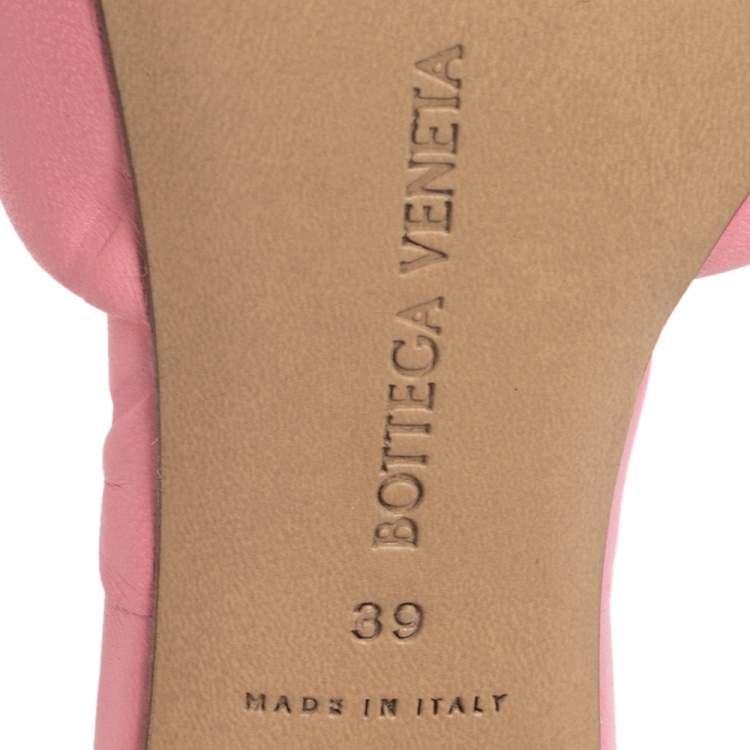 Pre Owned Bottega Veneta Pink Leather Lido Mule Sandals Size 39