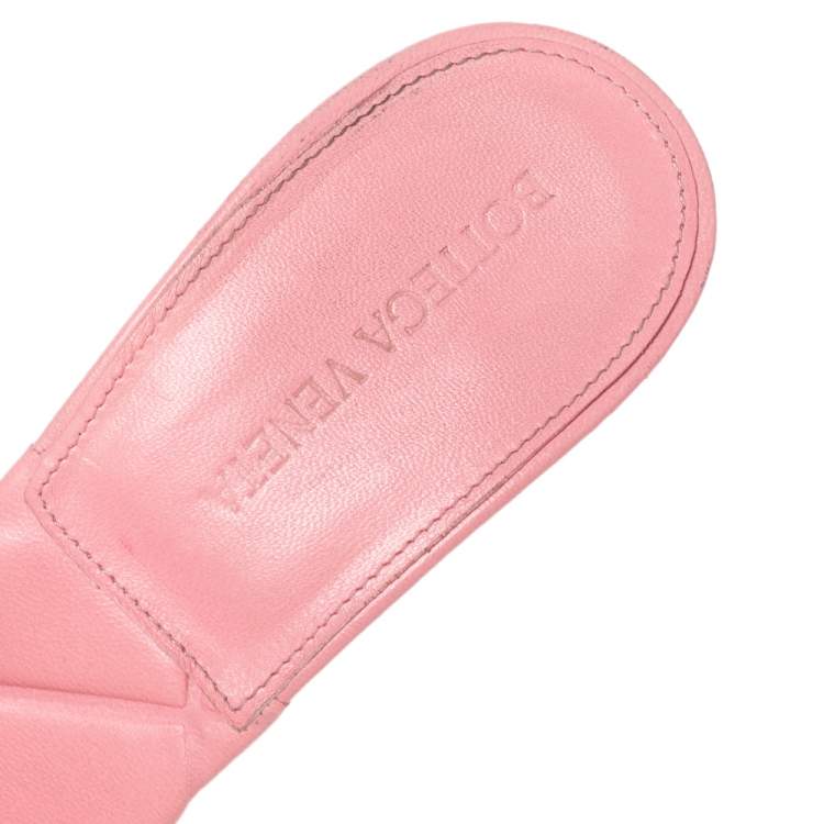 Pre Owned Bottega Veneta Pink Leather Lido Mule Sandals Size 39