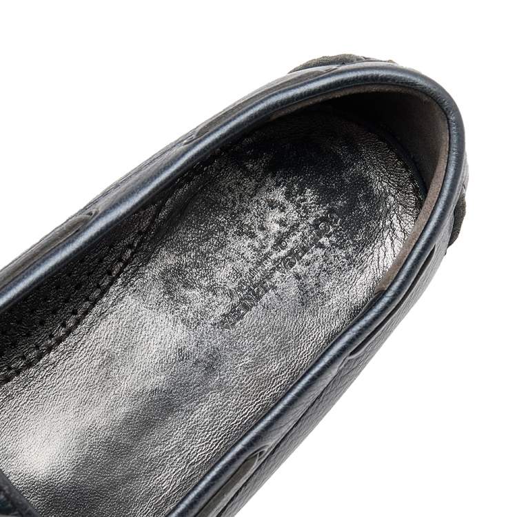 Pre Owned Bottega Veneta Grey Intrecciato Leather Bow Slip On Loafers Size 40