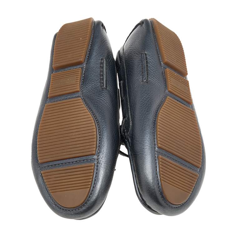 Pre Owned Bottega Veneta Grey Intrecciato Leather Bow Slip On Loafers Size 40