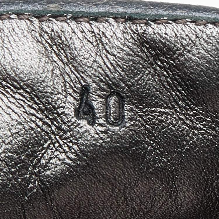 Pre Owned Bottega Veneta Grey Intrecciato Leather Bow Slip On Loafers Size 40