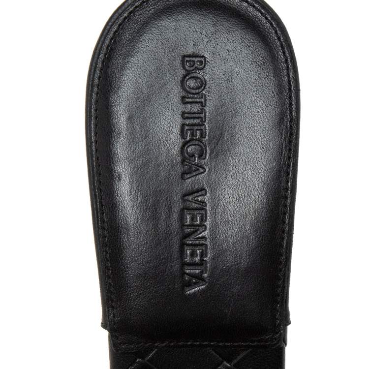 Pre Owned Bottega Veneta Black Intrecciato Leather Lido Sandals Size 37