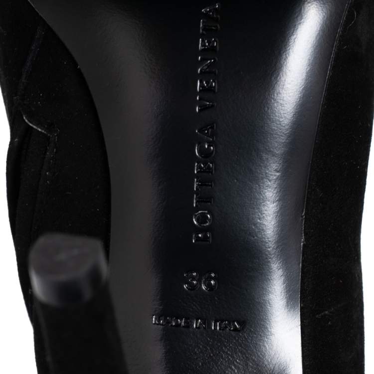 Pre Owned Bottega Veneta Black Suede Flame Ankle Booties Size 36