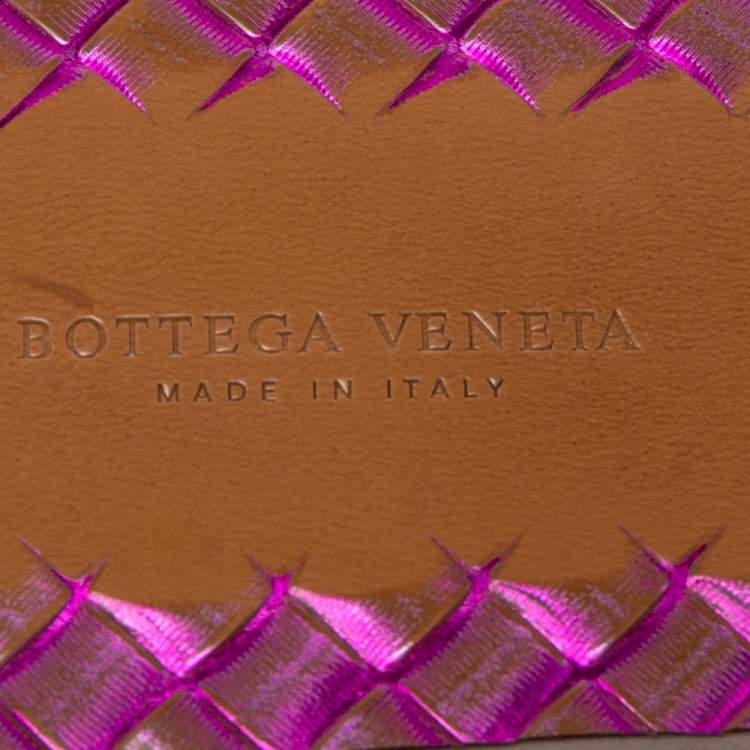 Pre Owned Bottega Veneta Pink Intrecciato Leather  Flat Sandals Size 39 