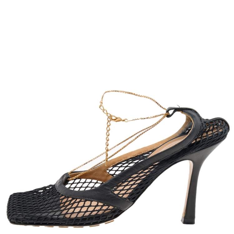 Bottega veneta mesh and discount chain square toe pumps