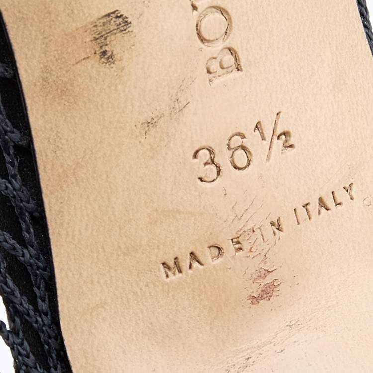 Pre Owned Bottega Veneta Black Mesh Chain Link Detail Square Toe Pumps Size 36.5