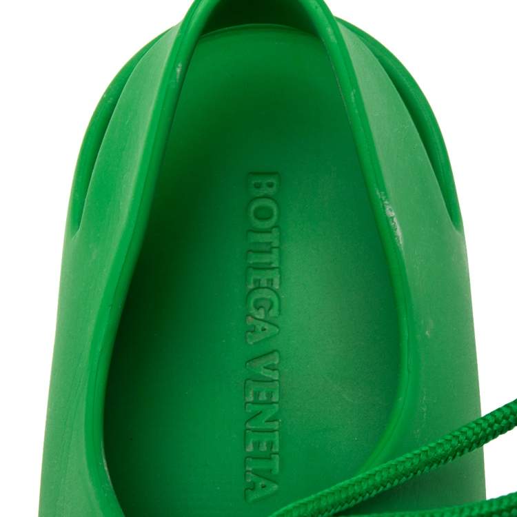 Pre Owned Bottega Veneta Green Rubber Lace Up Flat Sandals Size 39