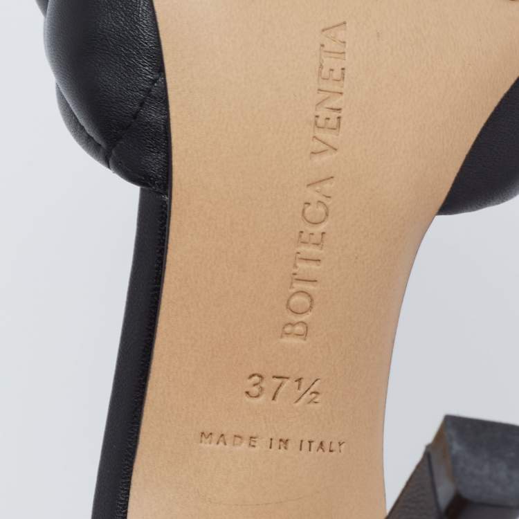 Pre Owned Bottega Veneta Black Leather Quilted Lido Slide Size 37.5 
