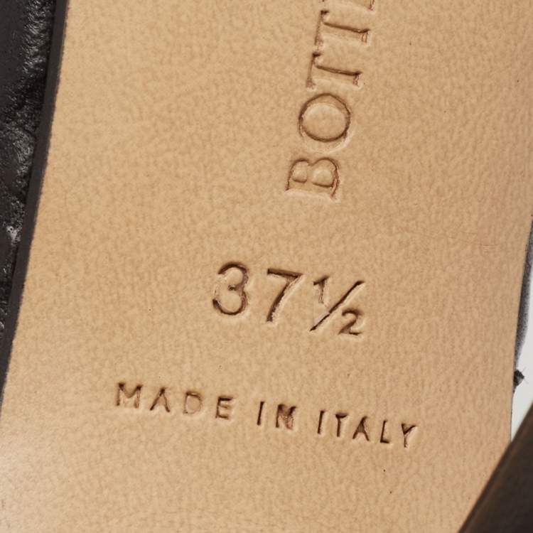 Pre Owned Bottega Veneta Black Quilted Leather Slide Sandals Size 37.5