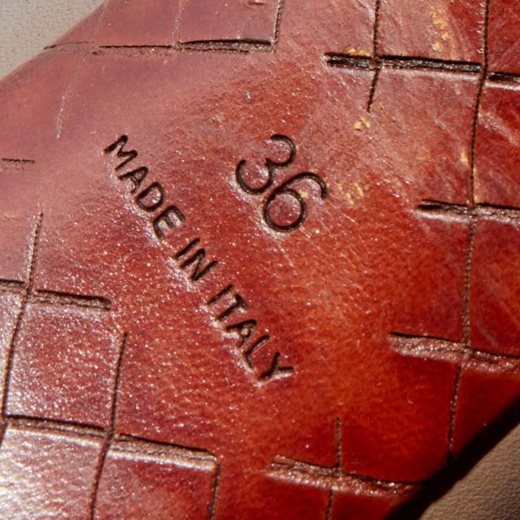 Pre Owned Bottega Veneta Brown Leather Platform Sandals Size 36