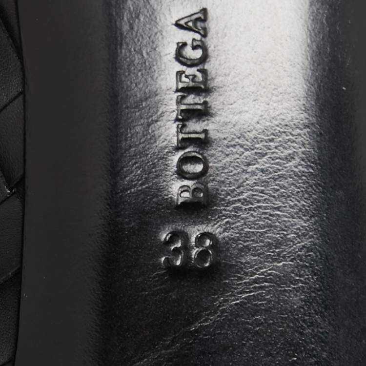 Pre Owned Bottega Veneta Black Leather Intrecciato Detail Knee High Boots Size 38