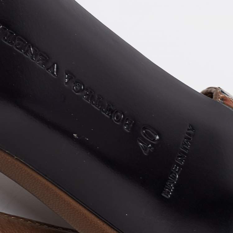 مملوكة مسبقًا Bottega Veneta Brown Snakeskin Leather Slingback Sandals Size 40