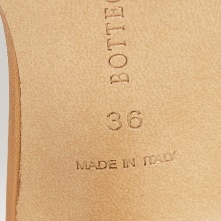 Pre Owned Bottega Veneta Brown Leather Square Toe Slide Sandals Size 36