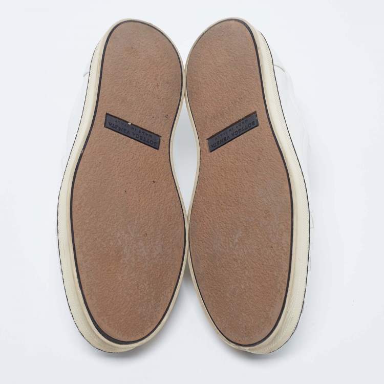 Pre Owned Bottega Veneta White Intrecciato Leather Slip-On Sneakers Size 38