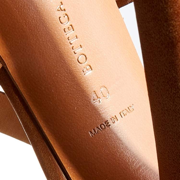 Pre Owned Bottega Veneta Brown Leather Criss Cross Strappy Platform Sandals Size 40