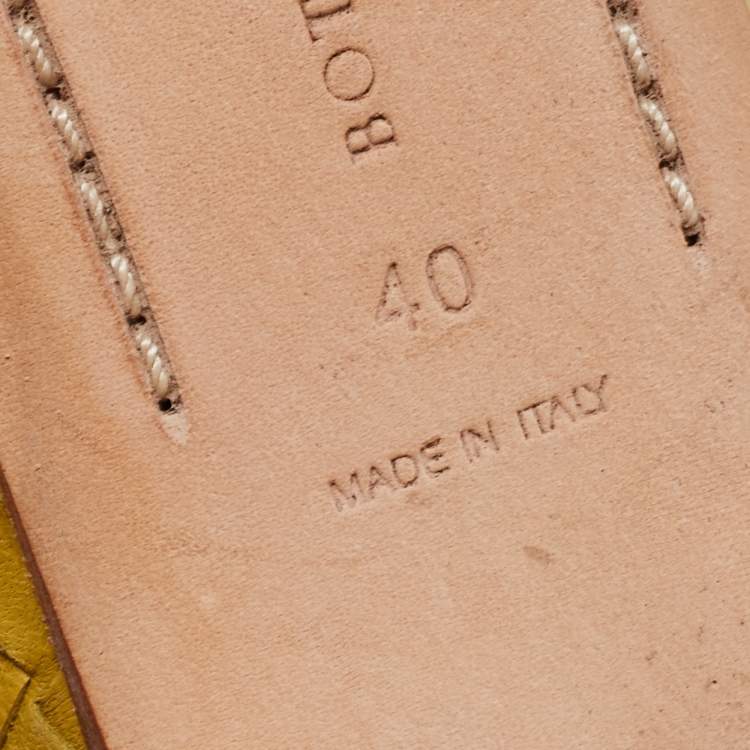 Pre Owned Bottega Veneta Mustard Yellow Intrecciato Leather Ballet Flats Size 40