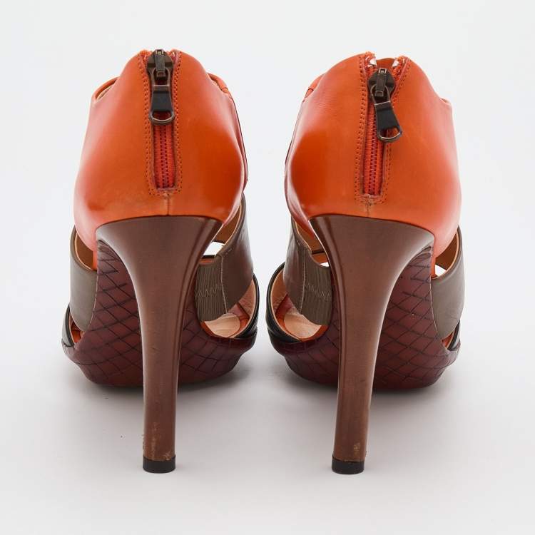 Pre Owned Bottega Veneta Multicolor Leather Ankle Strap Open Toe Sandals Size 39