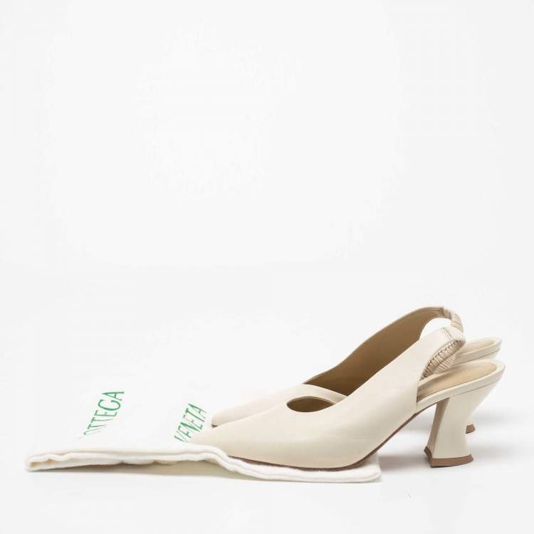 Pre Owned Bottega Veneta Cream Leather Slingback D'orsay Pumps Size 39