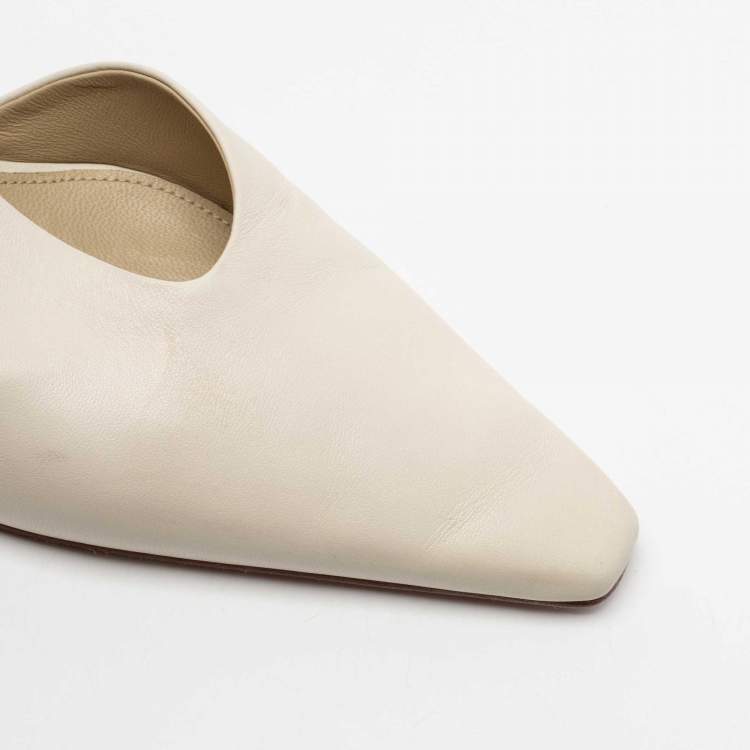 Pre Owned Bottega Veneta Cream Leather Slingback D'orsay Pumps Size 39
