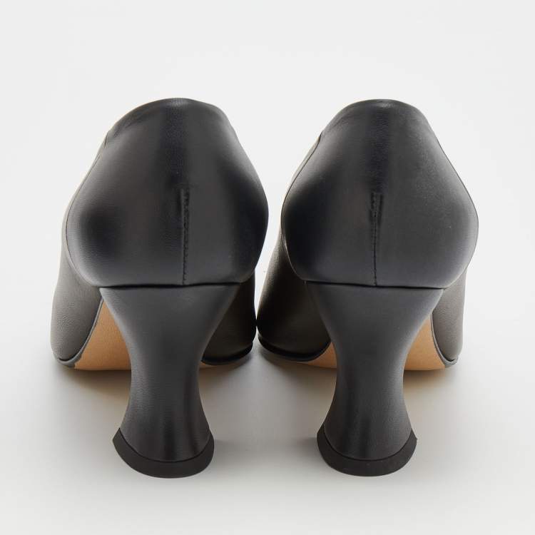 Pre Owned Bottega Veneta Dark Olive Green/Black Almond Curved Pumps Size 39