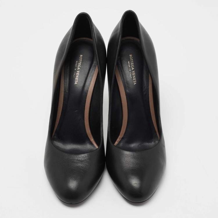 Pre Owned Bottega Veneta Black Leather Woven Heel Pumps Size 40