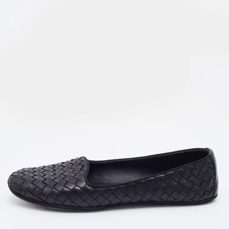 مملوكة مسبقًا Bottega Veneta Black Intrecciato Leather Ballet Flats Size 38