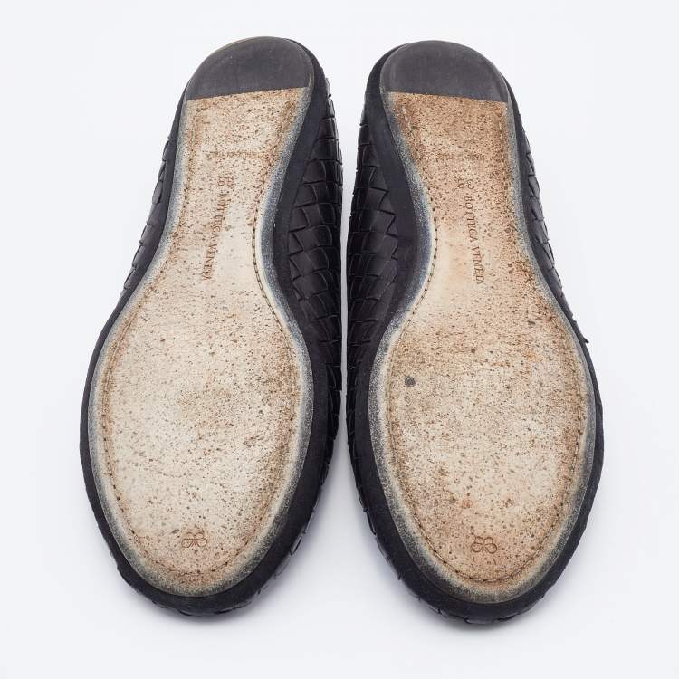 مملوكة مسبقًا Bottega Veneta Black Intrecciato Leather Ballet Flats Size 38