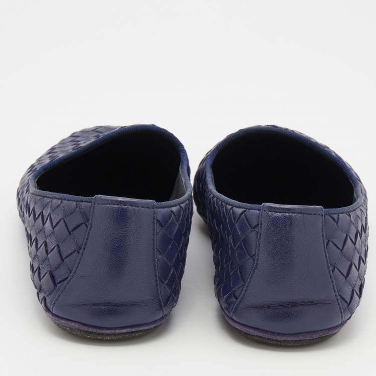 Pre Owned Bottega Veneta Purple Intrecciato Leather Ballet Flats Size 38
