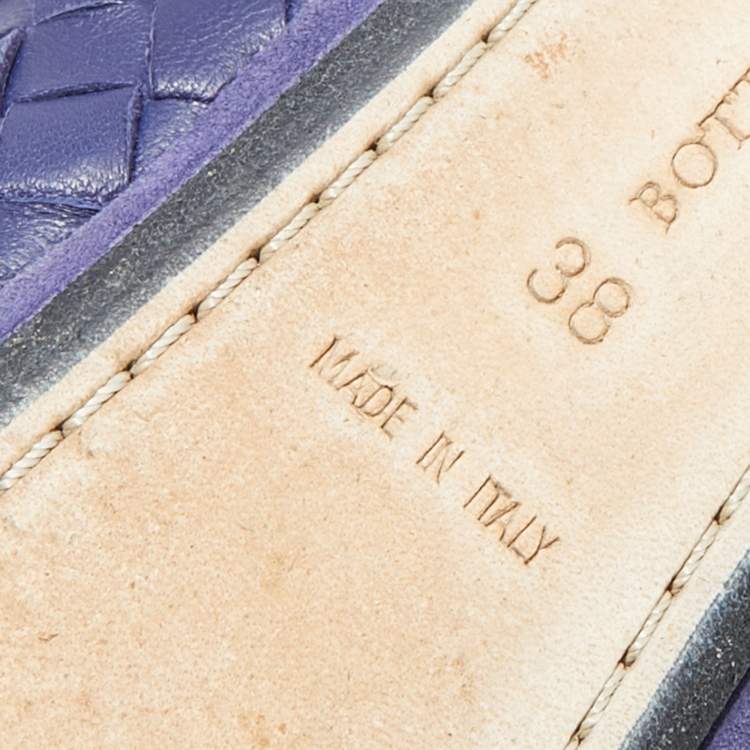 Pre Owned Bottega Veneta Purple Intrecciato Leather Ballet Flats Size 38