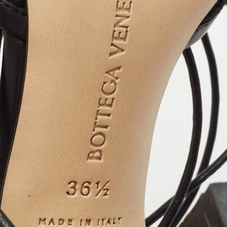 Pre Owned Bottega Veneta Black Mesh and Leather Stretch Pumps Size 36.5 