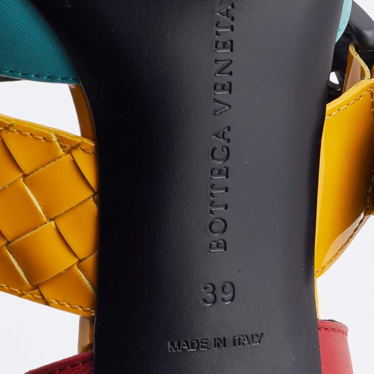 Pre Owned Bottega Veneta Multicolor Leather And Patent Leather Mary Jane Pumps Size 39