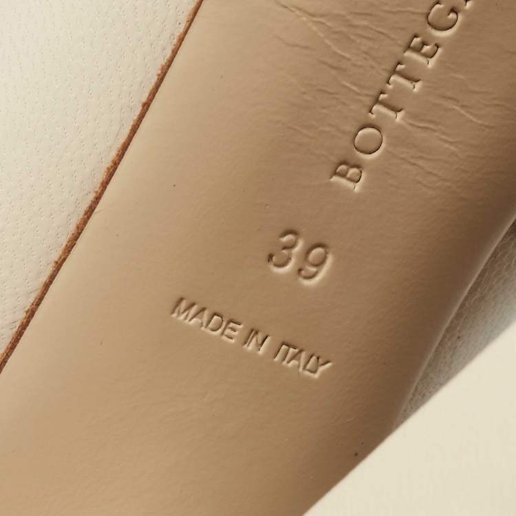 Pre Owned Bottega Veneta Cream Brogue Leather Oxford Platform Booties Size 39