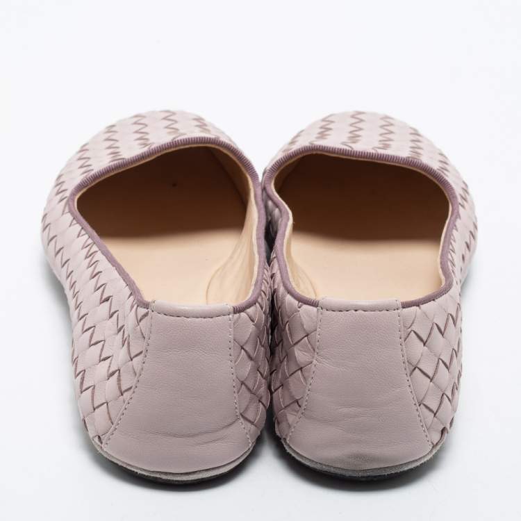 Pre Owned Bottega Veneta Light Purple Intrecciato Leather Smoking Slippers Size 39 