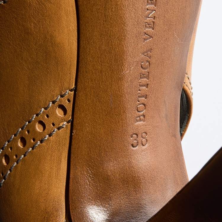 Pre Owned Bottega Veneta Brown Leather Fringe Detail Pumps Size 38