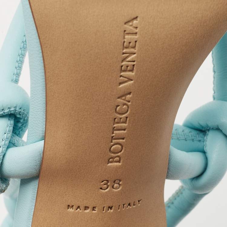 Pre Owned Bottega Veneta Light Blue Knotted Ankle Strap Sandals Size 38