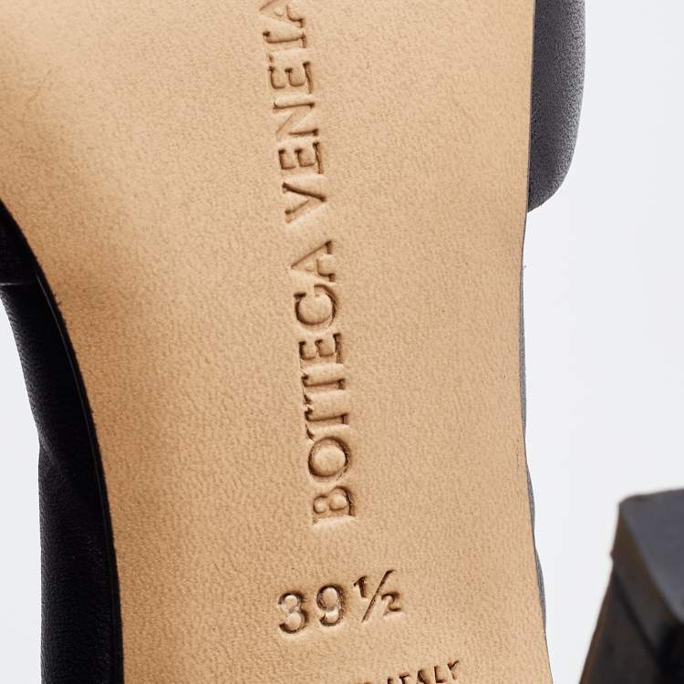 Pre Owned Bottega Veneta Black Leather Lido Slide Sandals Size 39.5