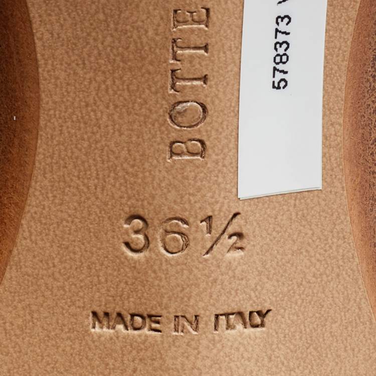 Pre Owned Bottega Veneta Rose Gold Leather Intrecciato Slide Sandals Size 36.5