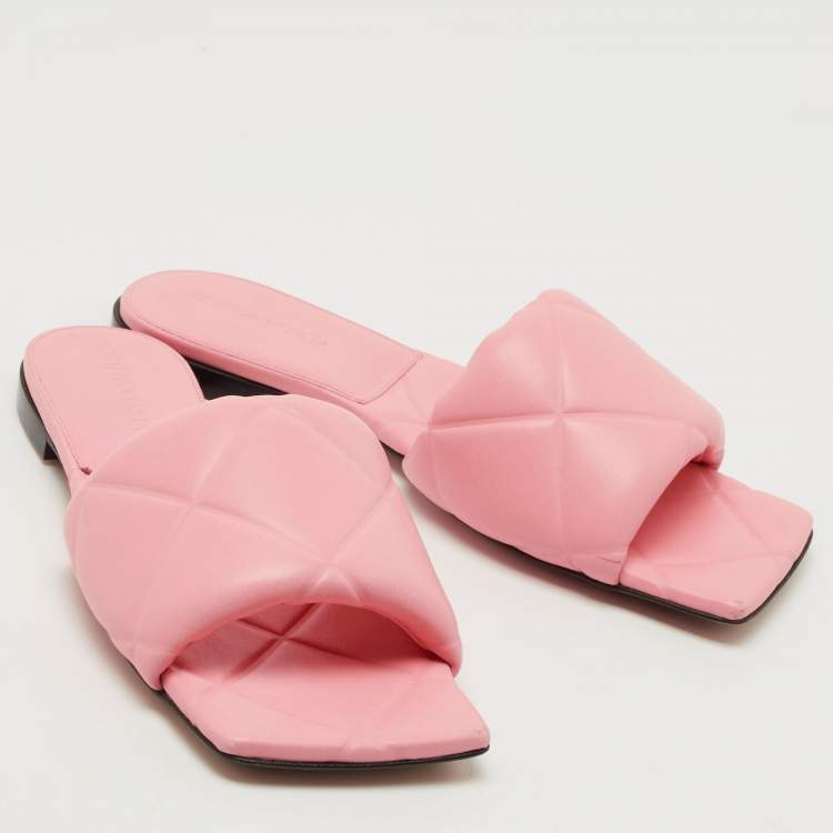 مملوكة مسبقًا Bottega Veneta Pink Leather Lido Slides Size 37.5